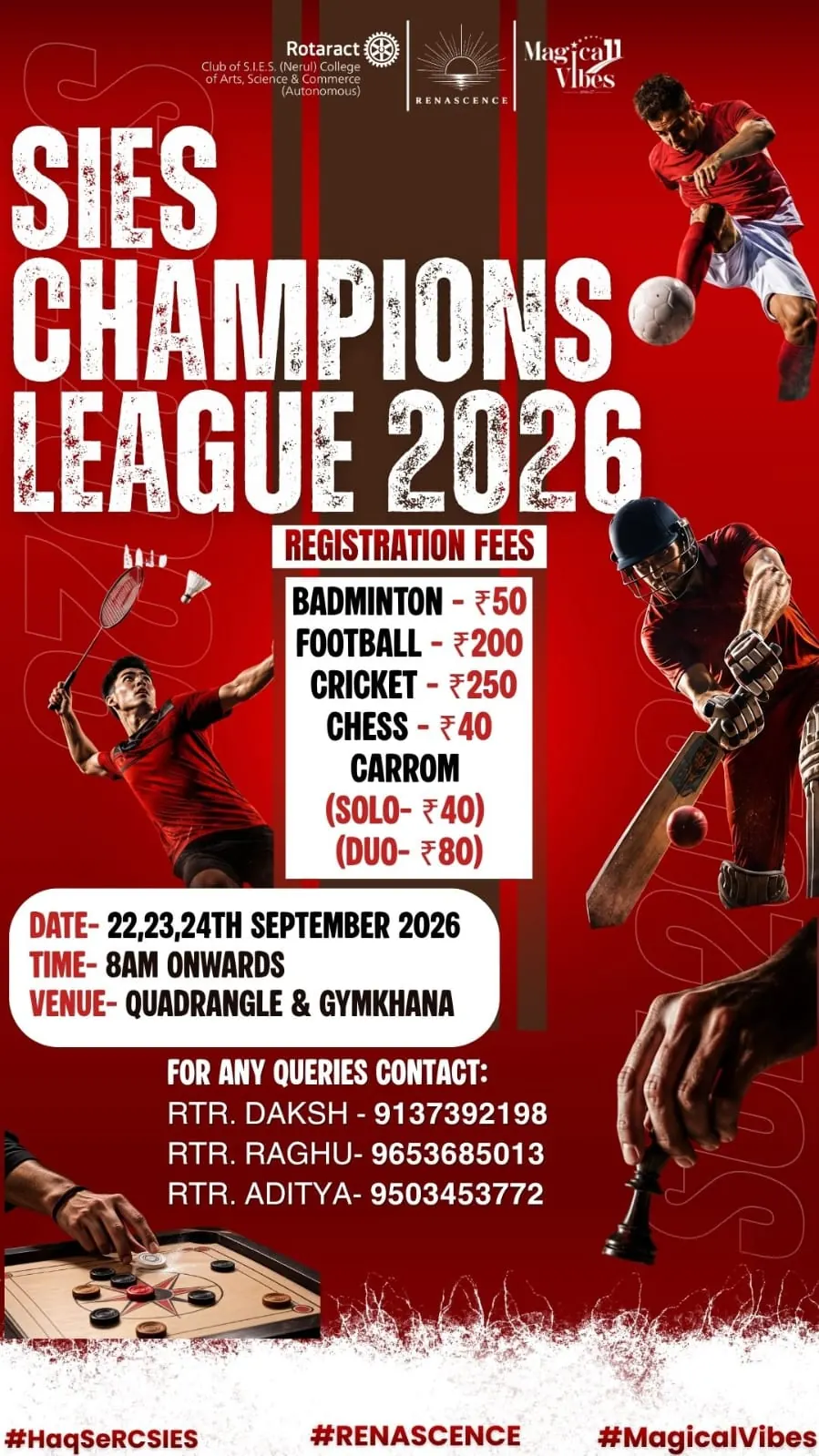 SCL 2026 — SIES Champions League event visual